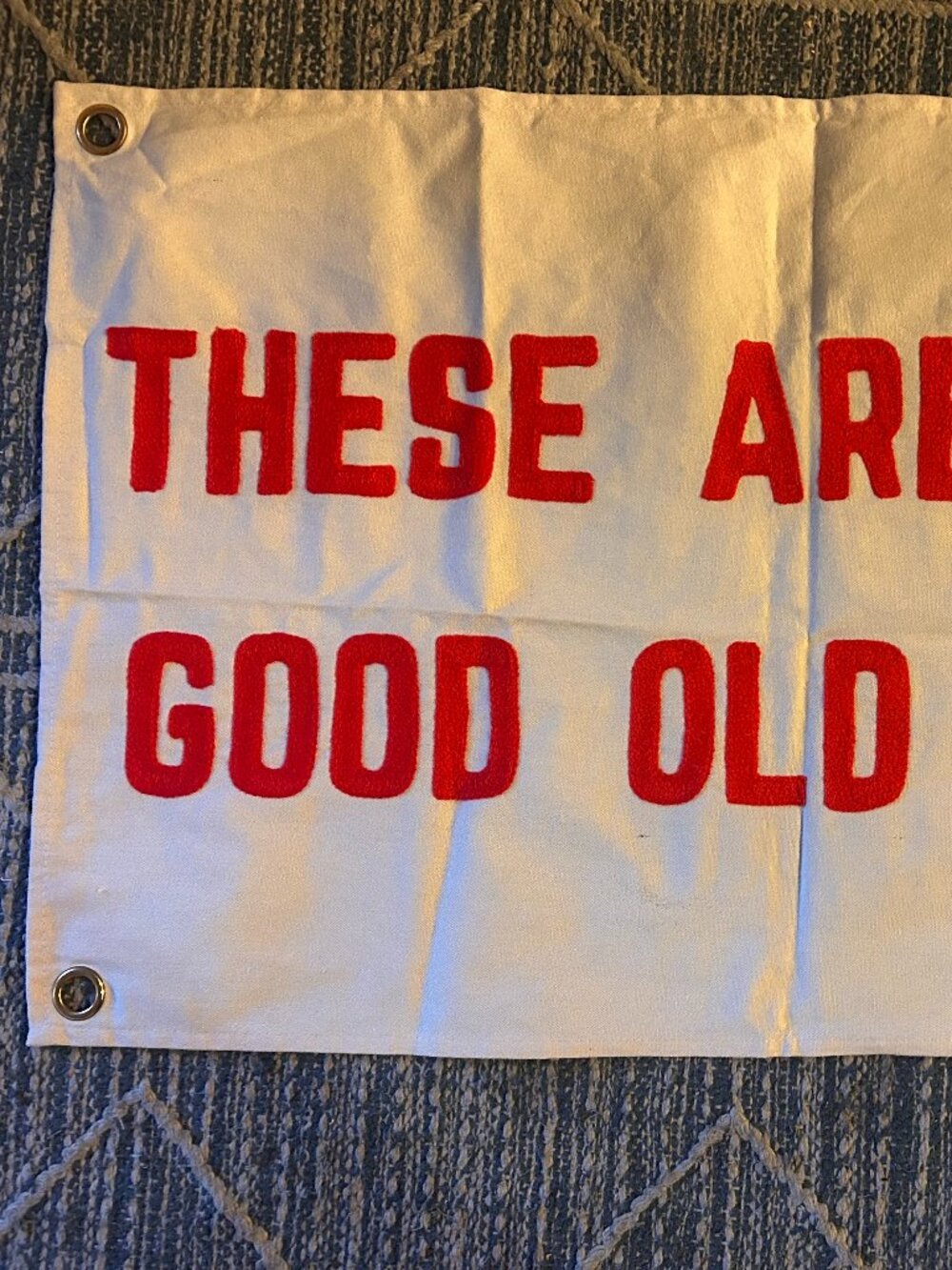 "These are the good old days" canvas banner